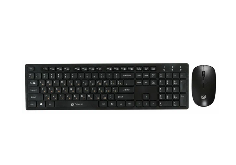 Беспроводные клавиатура + мышь Oklick 240M (белый, USB, мембранная кл-ра, полноразмерная кл-ра, оптическая мышь, 1600 dpi, RF 2.4GHz, 1xAAA+1xAA) [ 1091258 ]