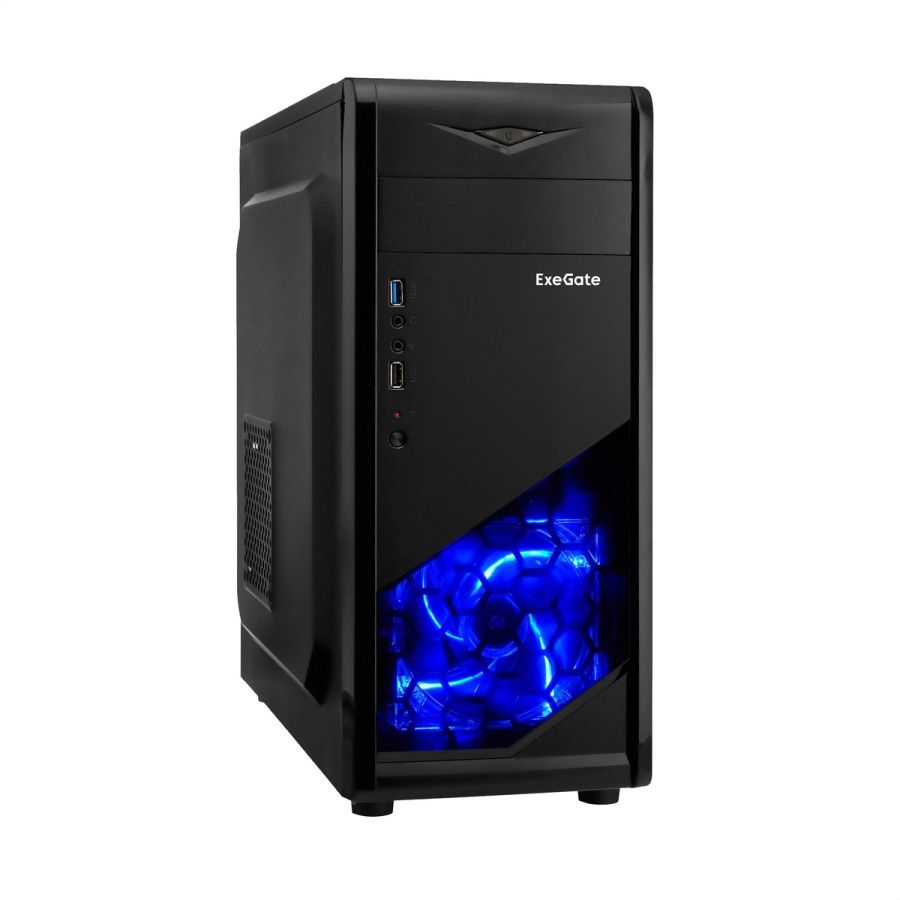 Корпус ATX Mid-Tower ExeGate EVO-8205 [ EX277189RUS ] (Без БП, БП сверху, черный, черный, внешн. 1 x 5.25", внутр. 3 x 3.5", внутр. 4