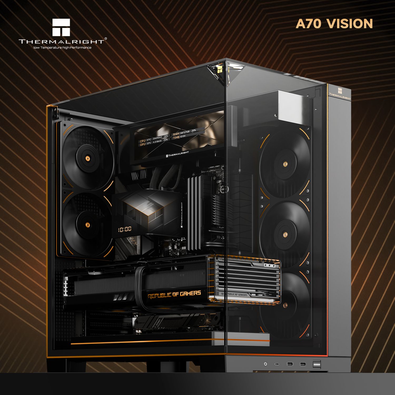 Корпус без блока питания Thermalright TR-A70 Vision Black FAN5-C (TR-A70 Vision Black FAN5-C)