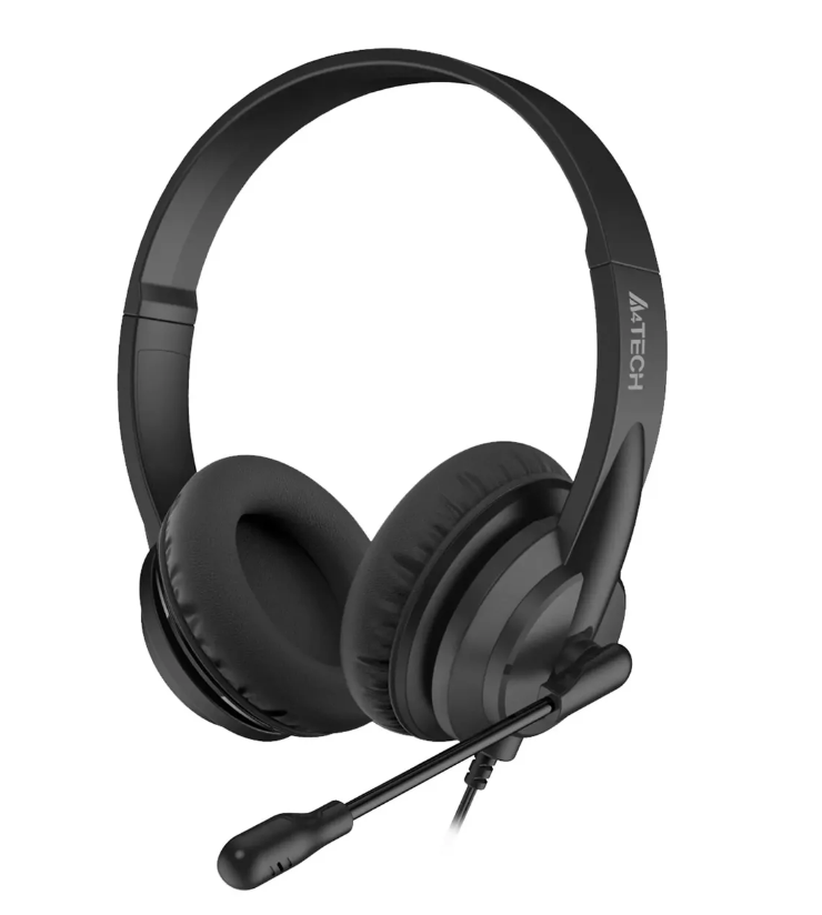 Наушники с микрофоном накладные A4-Tech HS-10 (черный/белый, 20-20000 Гц, 100дБ, 32 Om, 2.0 м, 2 x 3.5 мм mini-jack (3-pin TRS)) [ hs-10/3.5mm plug/black ]