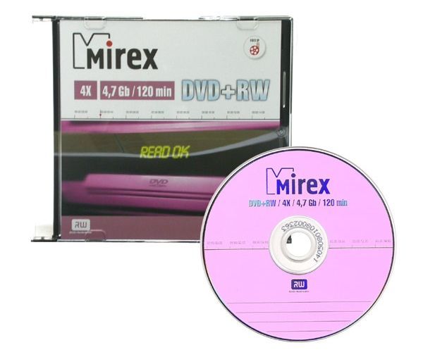 Диск DVD+RW Mirex (4.7 GB, 4 x, Slimcase, 1 шт) [ UL130022A4S ]