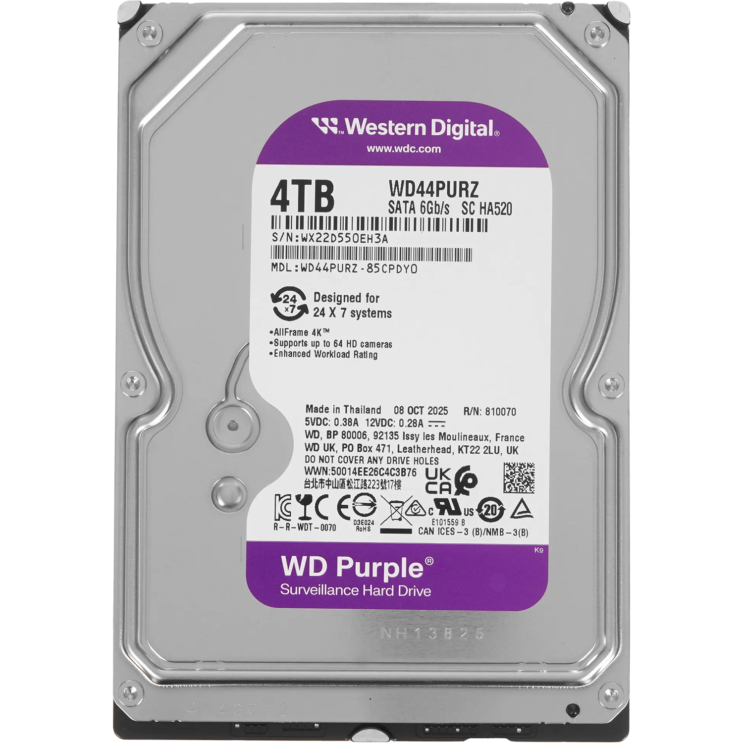 Жесткий диск WD Purple 4Tb (WD44PURZ)
